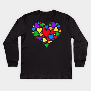 Colorful Hearts Valentines Day Kids Long Sleeve T-Shirt